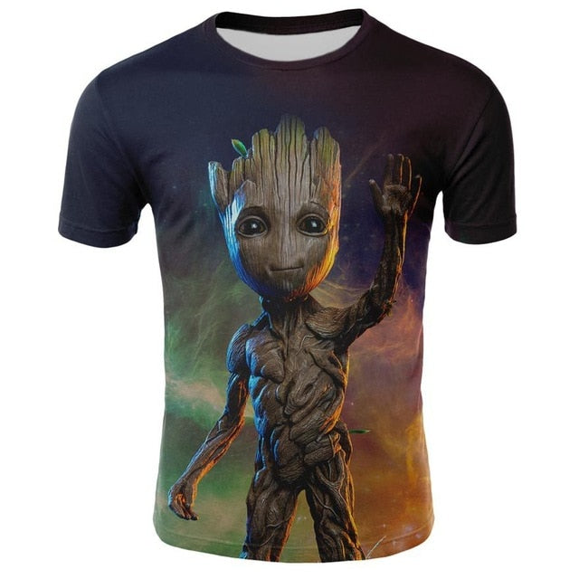 2019 Comics Super Hero Groot 3D Tshirt Cool Fashion Groot Print T-shirt Men Women 3D Tops Dropshipping and Wholesale cartoon Tee