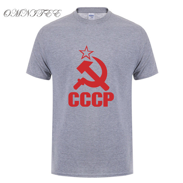 CCCP T Shirts Men USSR Soviet Union KGB Man T-shirt Short Sleeve Moscow Russia Tees Cotton O Neck Tops Free Shipping OT-117