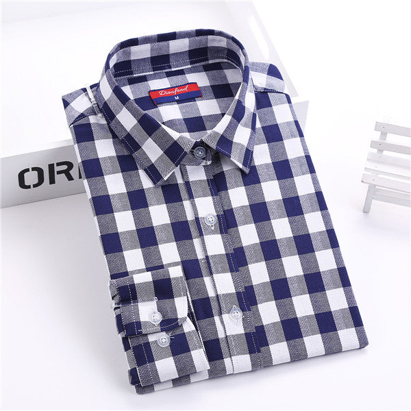 Dioufond Flannel Plaid Shirt Women Shirts Blouses Long Sleeve Plaid Blouse Causal Turn-down Collar Clothes Women Tops Fashion