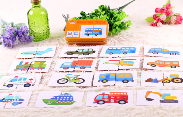 New Arrival Baby Toys Infant Early Head Start Training Puzzle Cognitive Card Vehicl/Fruit/Animal/Life Set Pair Puzzle Baby Gift