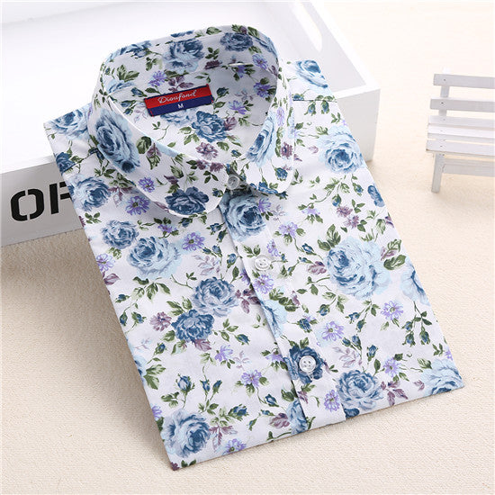 Dioufond Floral Shirts Women Blouses Blouse Cotton Blusa Feminina Long Sleeve Shirt Women Tops And Blouses 2016 New Fashion 5XL