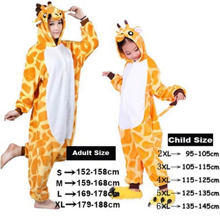 Adult Flannel Giraffe Pajamas Onesies Cosplay Costume Cartoon Animal Children Sleepwears Design For Toilet