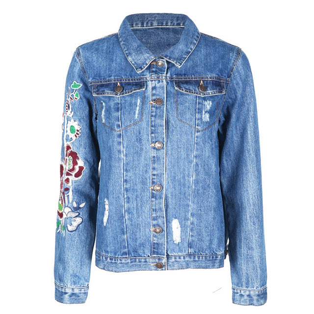 HEE GRAND New Embroidery Jeans Jacket Women  Denim Elegant Vintage Jackets Short Basic Floral  Jaqueta Jeans Size S-2XL WWJ835