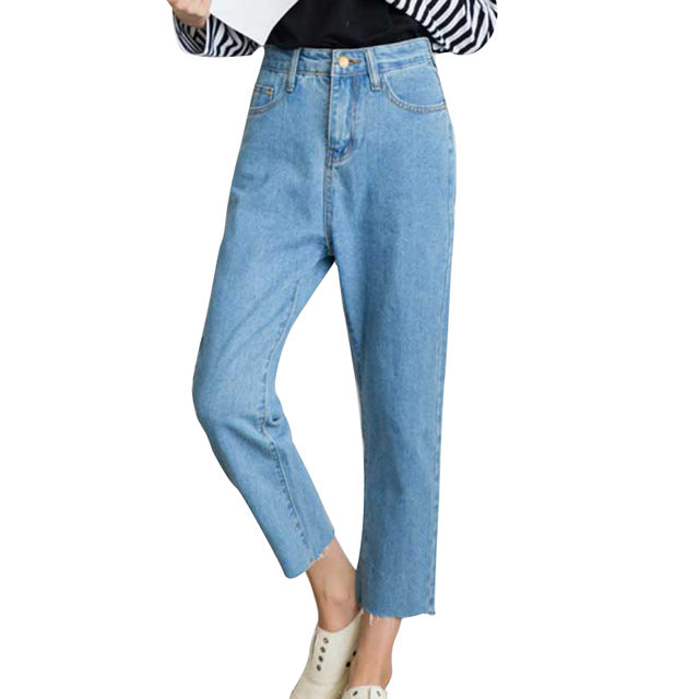 HEE GRAND  Washed Loose Harem Pants Jeans for Women Jeans High Waist Jeans Women Denim Ankle-Length Pants Women Trousers WKN485