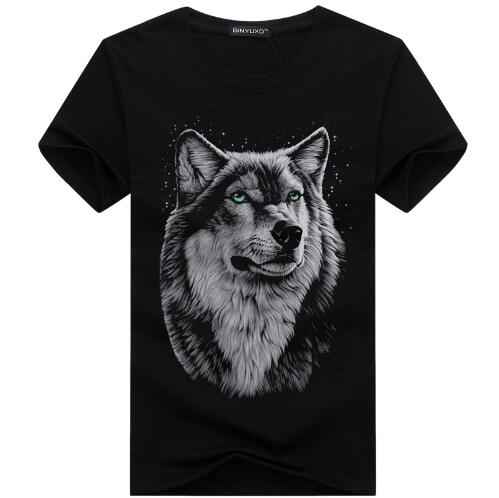 BINYUXD New Summer Brand large size 3D Wolf head T-shirt man round collar short sleeve T-shirt men fashion t shirt short sleeves