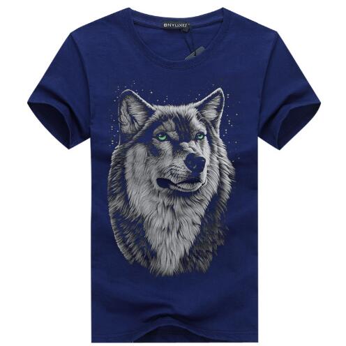 BINYUXD New Summer Brand large size 3D Wolf head T-shirt man round collar short sleeve T-shirt men fashion t shirt short sleeves