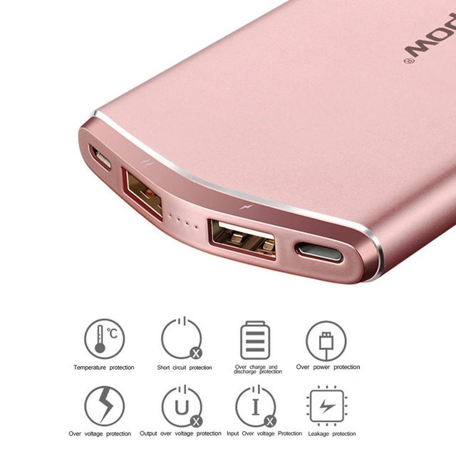 Wopow 8000mAh S8 High Capacity Mobile Power Bank Dual USB Portable External Battery Pack Ultra-thin For Xiaomi For iphone Etc.