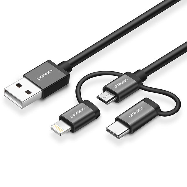 Ugreen 3 in 1 Lightning USB Cable For iPhone 6 7 5 Micro USB Cable Fast Charging USB Type C For Android Phone Mobile Phone Cable