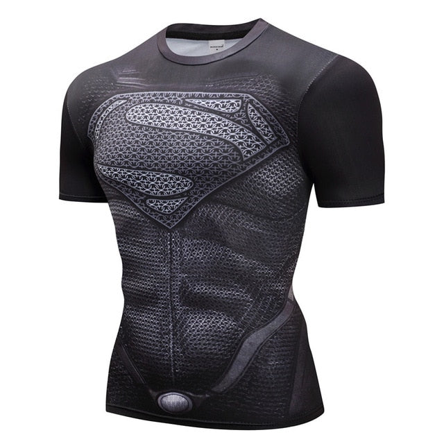 Superman Tshirts Men Compression Shirts Batman Tops The Flash T-shirts Fitness Crossfit Tees Bodybuilding camiseta rashguard