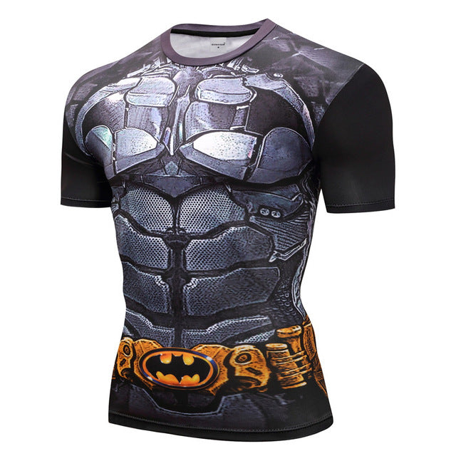 Superman Tshirts Men Compression Shirts Batman Tops The Flash T-shirts Fitness Crossfit Tees Bodybuilding camiseta rashguard