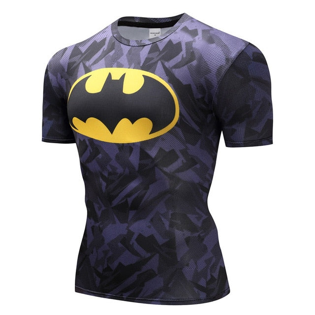 Superman Tshirts Men Compression Shirts Batman Tops The Flash T-shirts Fitness Crossfit Tees Bodybuilding camiseta rashguard