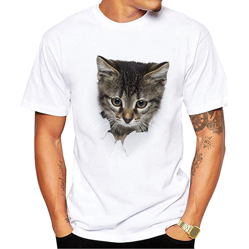 TEEHEART 3D Cute Cat T-shirts Women Summer Tops Tees Print Animal T shirt Men o-neck short sleeve  Fashion Tshirts  Plus Size