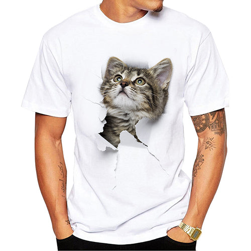 TEEHEART 3D Cute Cat T-shirts Women Summer Tops Tees Print Animal T shirt Men o-neck short sleeve  Fashion Tshirts  Plus Size