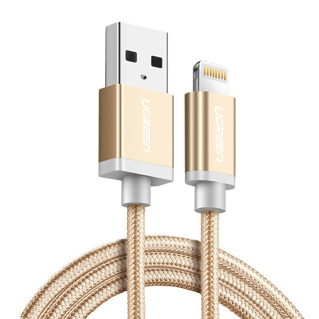 Ugreen Nylon Lightning to USB Cable for iphone 7 2.1AFast Charger USB Data Cable for iPhone 6 5 5s iPad iPod Mobile Phone Cables