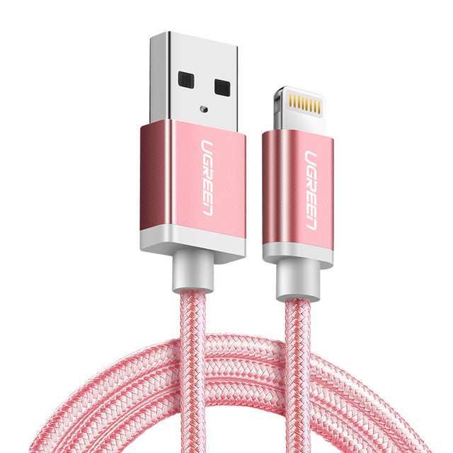 Ugreen Nylon Lightning to USB Cable for iphone 7 2.1AFast Charger USB Data Cable for iPhone 6 5 5s iPad iPod Mobile Phone Cables