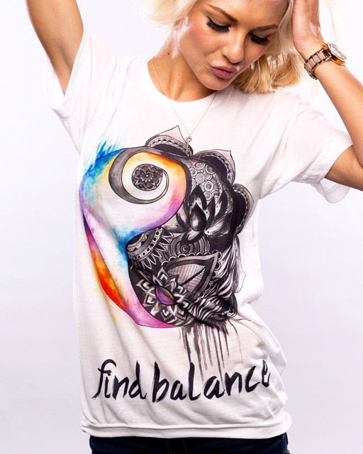 CDJLFH 2017 Summer Top Shirts Women T Shirt Graffiti Print Tshirt Plus Size T-shirt Tees Tops Fashion White Black S M L XL XXL