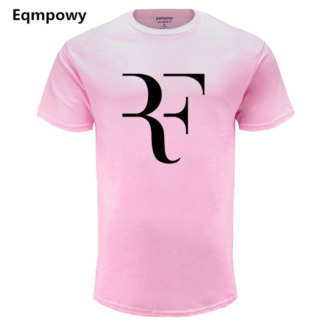 Eqmpowy Fashion Roger Federer RF Print T-Shirt Men Short Sleeve Tshirts Tops Hip Hop T shirt homme Man cotton casual T shirts