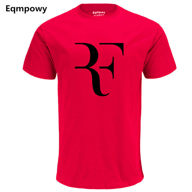 Eqmpowy Fashion Roger Federer RF Print T-Shirt Men Short Sleeve Tshirts Tops Hip Hop T shirt homme Man cotton casual T shirts