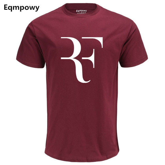 Eqmpowy Fashion Roger Federer RF Print T-Shirt Men Short Sleeve Tshirts Tops Hip Hop T shirt homme Man cotton casual T shirts