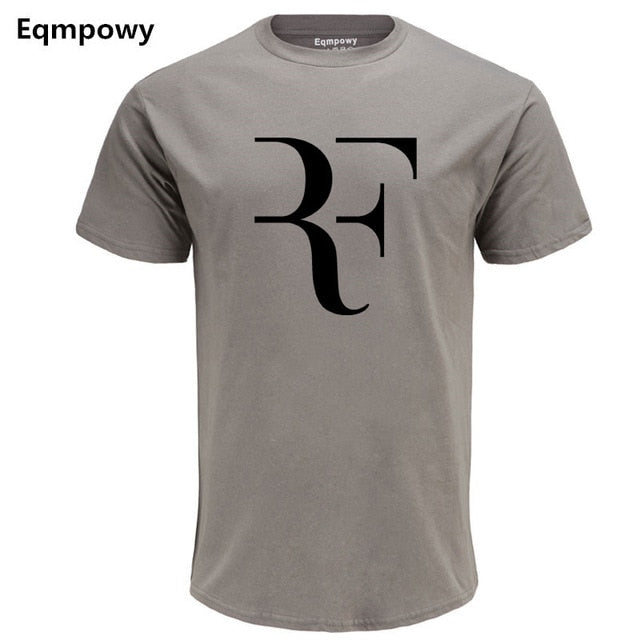 Eqmpowy Fashion Roger Federer RF Print T-Shirt Men Short Sleeve Tshirts Tops Hip Hop T shirt homme Man cotton casual T shirts