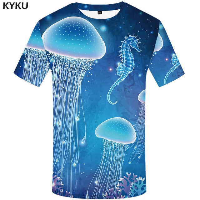 KYKU Brand Coconut Trees T shirt Sunlight Tops Beach Tees Hawaii Clothes  Clothing  Tshirt Men 3d T-shirt Mens Hip hop Ftness