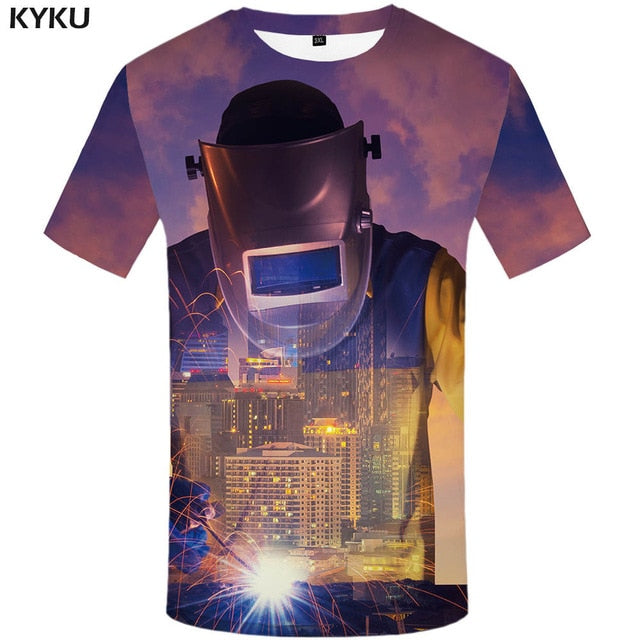 KYKU Brand Coconut Trees T shirt Sunlight Tops Beach Tees Hawaii Clothes  Clothing  Tshirt Men 3d T-shirt Mens Hip hop Ftness