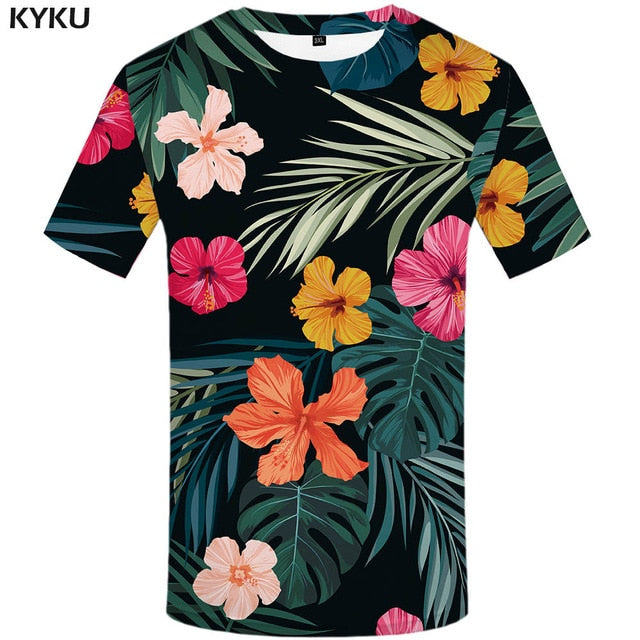 KYKU Brand Coconut Trees T shirt Sunlight Tops Beach Tees Hawaii Clothes  Clothing  Tshirt Men 3d T-shirt Mens Hip hop Ftness