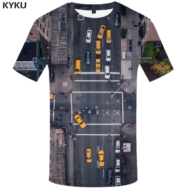 KYKU Brand Coconut Trees T shirt Sunlight Tops Beach Tees Hawaii Clothes  Clothing  Tshirt Men 3d T-shirt Mens Hip hop Ftness