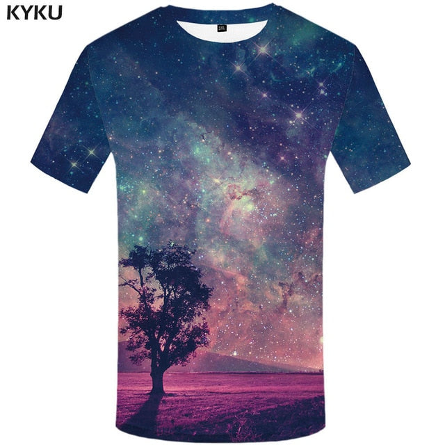 KYKU Brand Coconut Trees T shirt Sunlight Tops Beach Tees Hawaii Clothes  Clothing  Tshirt Men 3d T-shirt Mens Hip hop Ftness