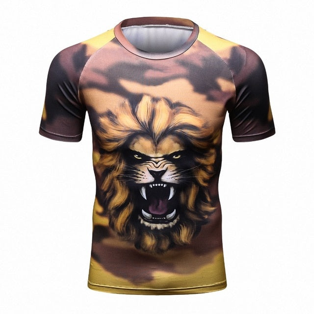 Men's Workout Clothes Short Sleeve Compression Shirt 3D Full Printing MMA Bodybuilding Tshirts Mens Gear Tee&Top Jerseys