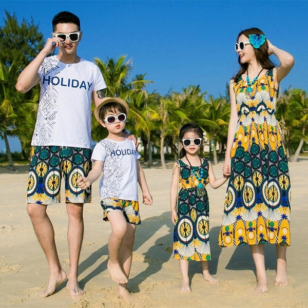 iairay summer 2018 family clothing father son matching clothes holiday casual white t shirt print t-shirt cotton men short pants