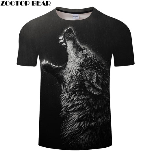 Black Lonely Wolf 3D Print t shirt Men Women tshirt Summer Funny Short Sleeve O-neck Tops&Tees Streetwear Drop Ship ZOOTOP BEAR