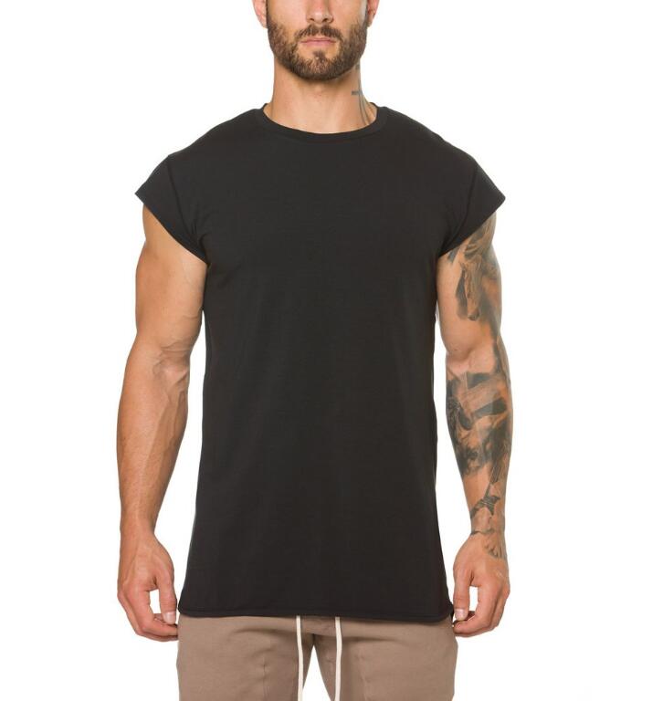 Brand clothing fitness t shirt men fashion extend long tshirt summer gyms short sleeve t-shirt cotton bodybuilding crossfit tops