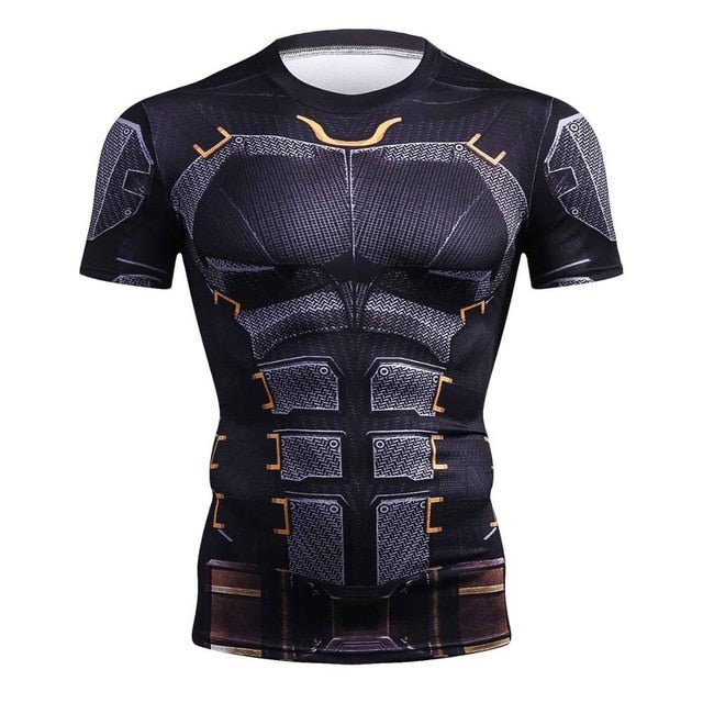 NEW 2018 Marvel Super Heroes Avenger Captain America Batman Tshirt Men Compression Base Layer Thermal Under Causal Shirt