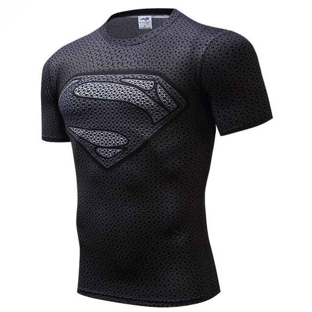 Superman Tshirts Men Compression Shirts Batman Tops The Flash T-shirts Fitness Crossfit Tees Bodybuilding camiseta rashguard