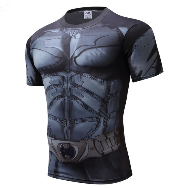 Superman Tshirts Men Compression Shirts Batman Tops The Flash T-shirts Fitness Crossfit Tees Bodybuilding camiseta rashguard