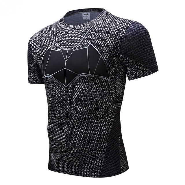 Superman Tshirts Men Compression Shirts Batman Tops The Flash T-shirts Fitness Crossfit Tees Bodybuilding camiseta rashguard