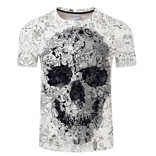 White t shirt 3D Skull tshirt Men T-shirt Male Top Summer Tee Quality Camiseta Short Sleeve O-neck Hip Hop Drop ship ZOOTOPBEAR