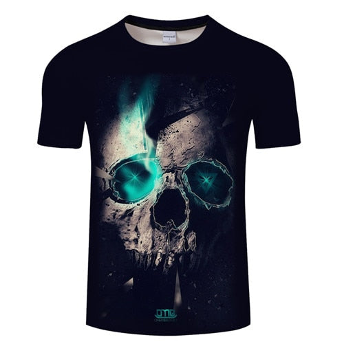 White t shirt 3D Skull tshirt Men T-shirt Male Top Summer Tee Quality Camiseta Short Sleeve O-neck Hip Hop Drop ship ZOOTOPBEAR