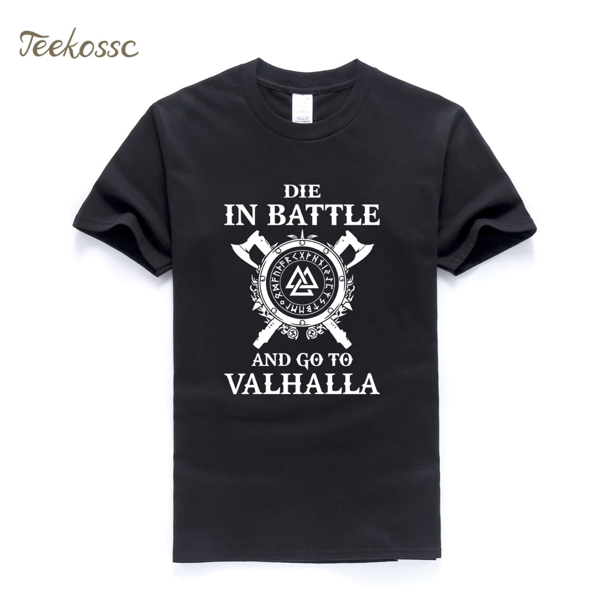 Odin Vikings T Shirt Men Die In Battle And Go To Valhalla Tshirt Mens Summer Print Hip Hop T-Shirt Black Tops Tee Plus Size XXXL