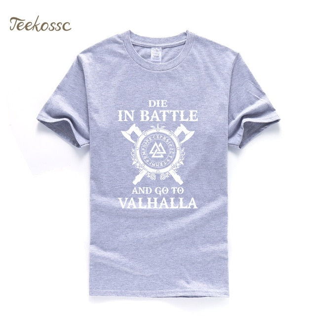 Odin Vikings T Shirt Men Die In Battle And Go To Valhalla Tshirt Mens Summer Print Hip Hop T-Shirt Black Tops Tee Plus Size XXXL