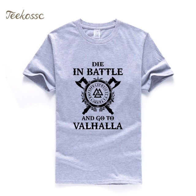 Odin Vikings T Shirt Men Die In Battle And Go To Valhalla Tshirt Mens Summer Print Hip Hop T-Shirt Black Tops Tee Plus Size XXXL