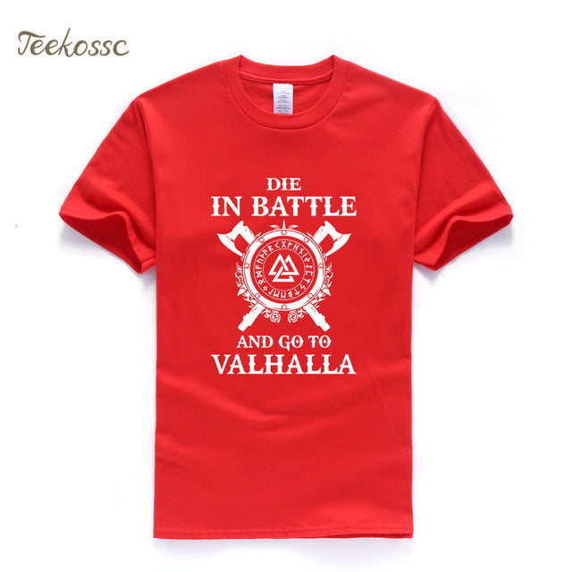 Odin Vikings T Shirt Men Die In Battle And Go To Valhalla Tshirt Mens Summer Print Hip Hop T-Shirt Black Tops Tee Plus Size XXXL