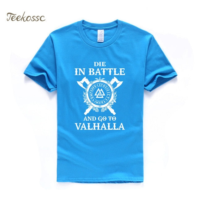 Odin Vikings T Shirt Men Die In Battle And Go To Valhalla Tshirt Mens Summer Print Hip Hop T-Shirt Black Tops Tee Plus Size XXXL