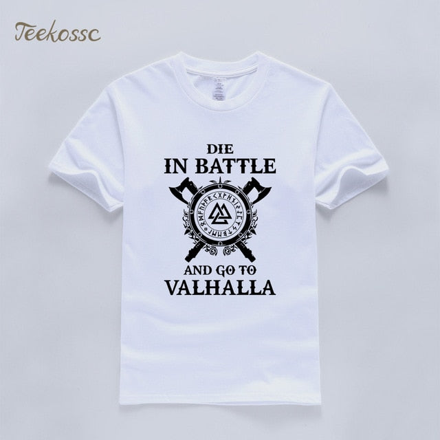 Odin Vikings T Shirt Men Die In Battle And Go To Valhalla Tshirt Mens Summer Print Hip Hop T-Shirt Black Tops Tee Plus Size XXXL