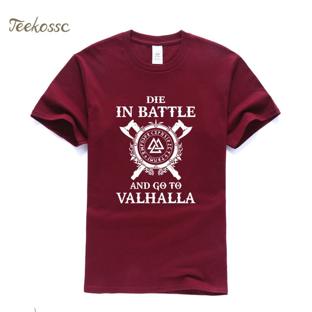 Odin Vikings T Shirt Men Die In Battle And Go To Valhalla Tshirt Mens Summer Print Hip Hop T-Shirt Black Tops Tee Plus Size XXXL