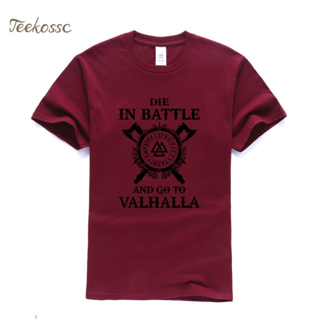 Odin Vikings T Shirt Men Die In Battle And Go To Valhalla Tshirt Mens Summer Print Hip Hop T-Shirt Black Tops Tee Plus Size XXXL