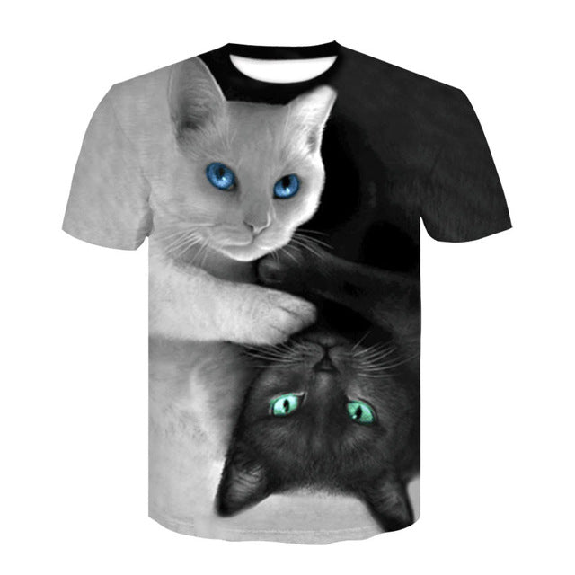 Cat tshirt men 3D Cute Cat T-shirts Women Summer Tops Tees Print Animal T shirt Men o-neck short sleeve Fashion cothes Plus Size