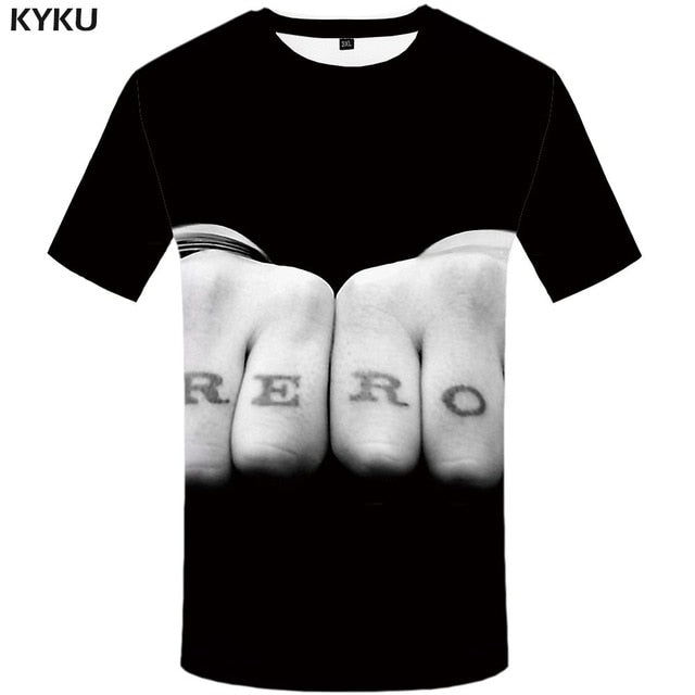 KYKU Bear Tshirt Men Animal T Shirt Punk Rock Funny T Shirts Hip Hop Tee 3d T-shirt Black Cool Mens Clothing Summer 2018 New