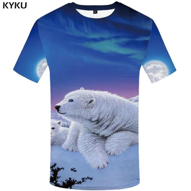 KYKU Bear Tshirt Men Animal T Shirt Punk Rock Funny T Shirts Hip Hop Tee 3d T-shirt Black Cool Mens Clothing Summer 2018 New